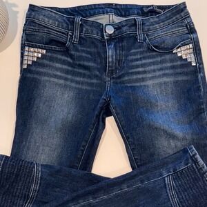 Vintage Beach Bunny Low Rise Studded Moto Jeans Y2K Dark Wash 28 USA
